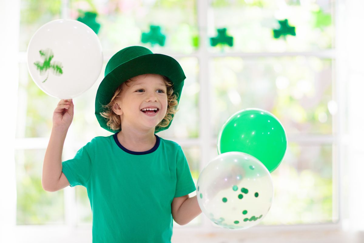 Daycare child celebrating St. Patrick's day